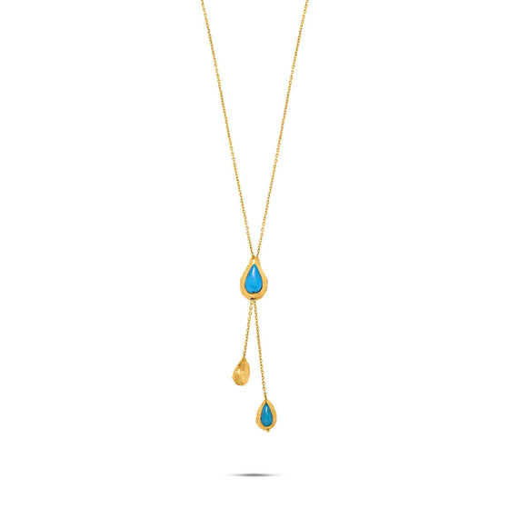 Turchese Collection 18K Gold Turquoise Cardamon Bolero Necklace - Nado's Jewellery