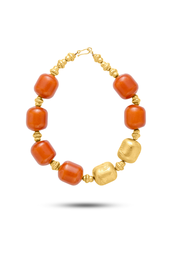 Pietre Collection 21K Gold & Mastic Grande Perline Bead Necklace - Nado's Jewellery