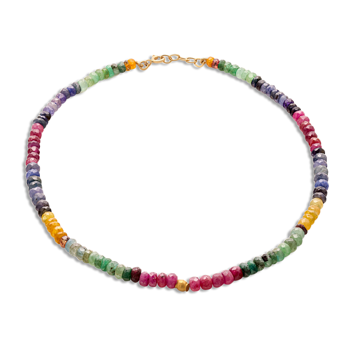 Pietre Collection 18K Gold Choker  Arcobaleno Zaffiro, Giada E Rubino - Nado's Jewellery