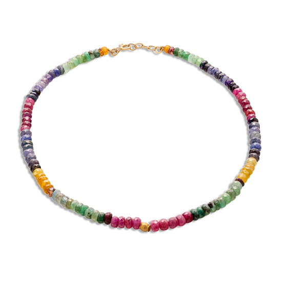 Pietre Collection 18K Gold Choker  Arcobaleno Zaffiro, Giada E Rubino - Nado's Jewellery