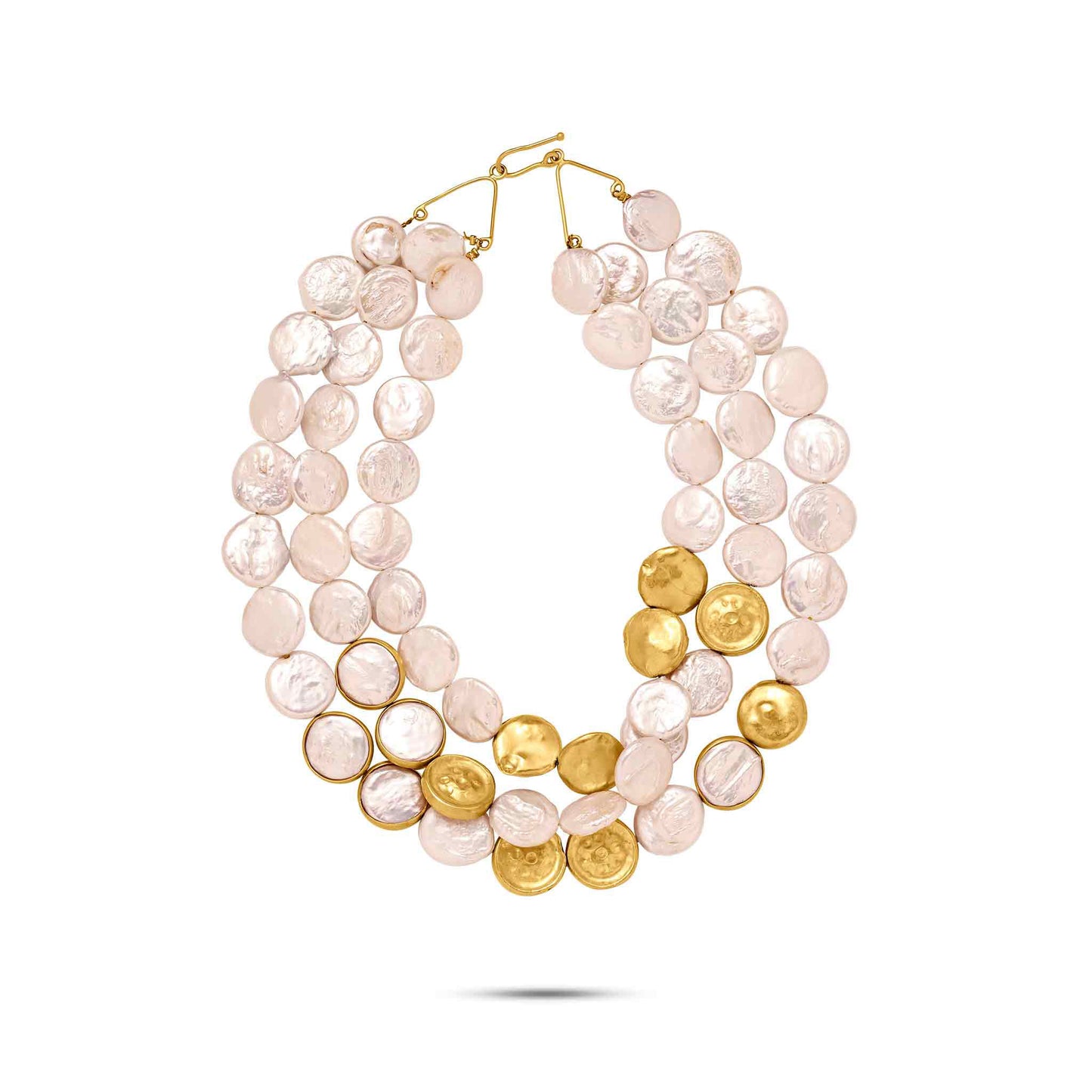 Perle Collection Pearls & 21K Gold Termes & Buttons Layered Collier - Nado's Jewellery
