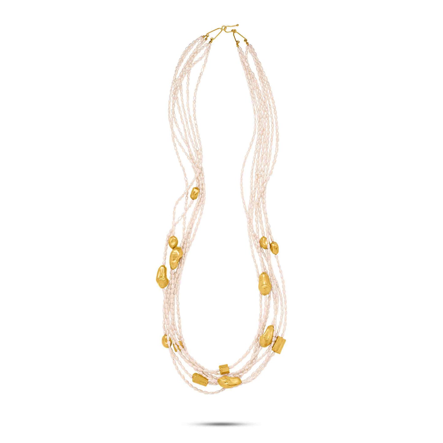 Perle Collection Pearls & 21K Gold Cashew Lariat - Nado's Jewellery