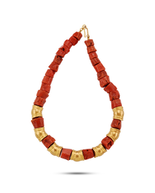  Pietre Collection 21K Gold Column Collar Con Coral - Nado's Jewellery