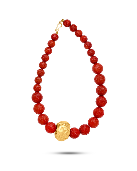 Pietre Collection 21K Gold Red Agate & Gold Orbs Collier - Nado's Jewellery