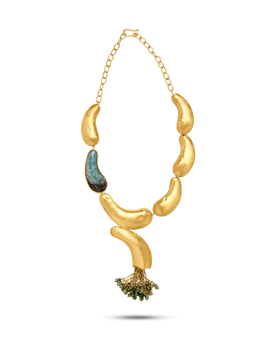 Pietre Collection 21K Gold Collier Cashew Con Pietra Di Giada - Nado's Jewellery