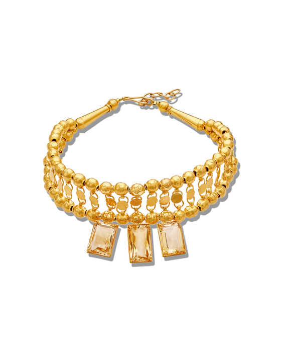 Pietre Collection 21K Gold Citrine Trio Prism Collier - Nado's Jewellery