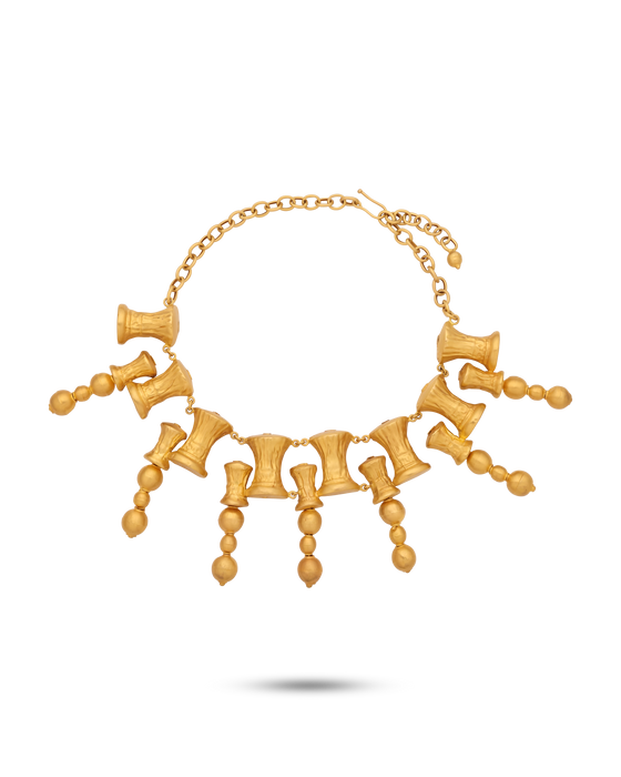 Tesoro Collection 21K Gold Bib Column Collar - Nado's Jewellery