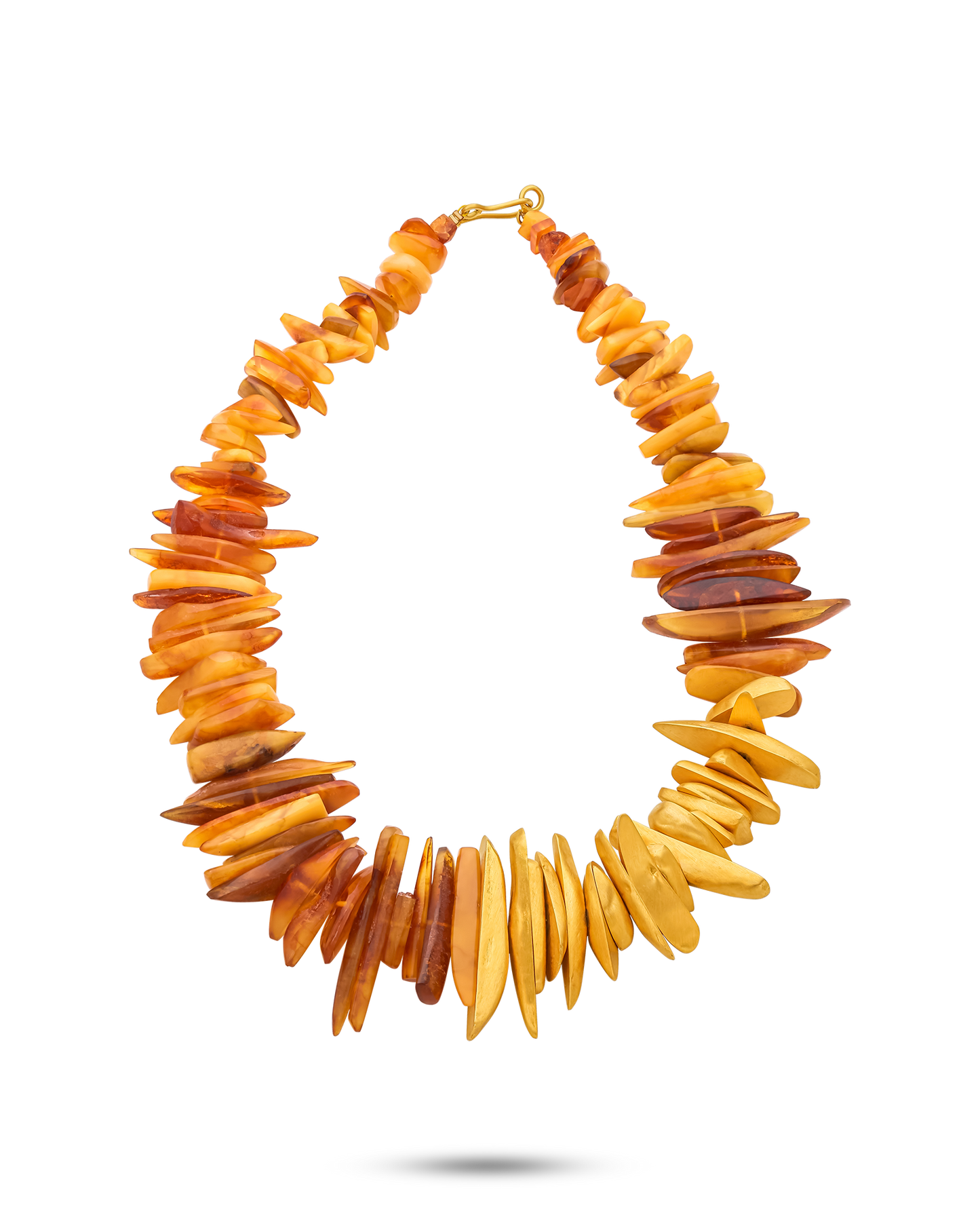 Pietre Collection 21K Gold Amber Necklace Spikes Irregolare - Nado's Jewellery
