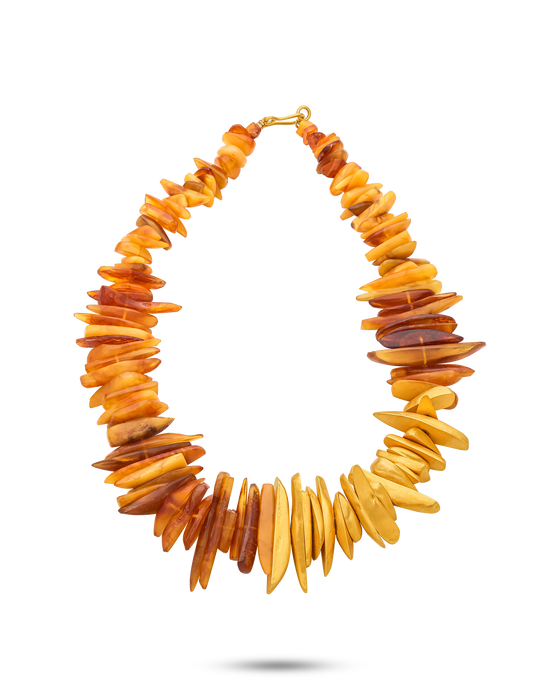 Pietre Collection 21K Gold Amber Necklace Spikes Irregolare - Nado's Jewellery