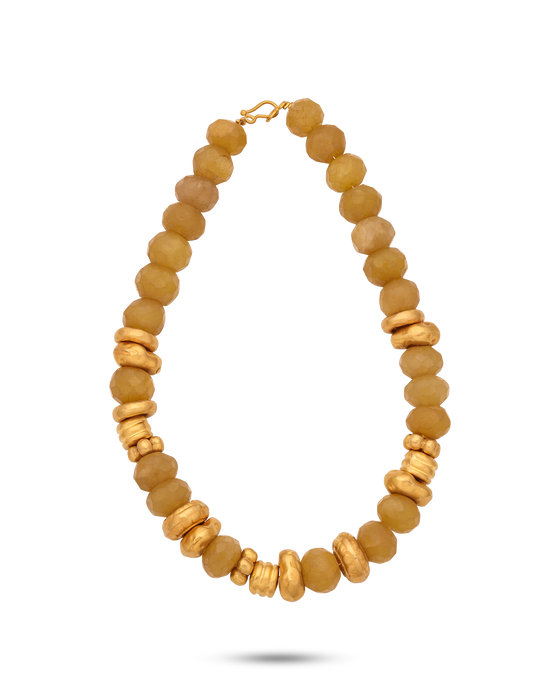 Pietre Collection 21K Gold Yellow Jade Collar Solare - Nado's Jewellery