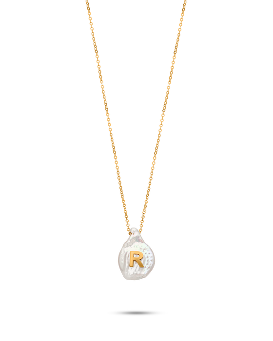 Perle Collection 18K Gold Initial Letter Pearl Pendant Necklace - Nado's Jewellery