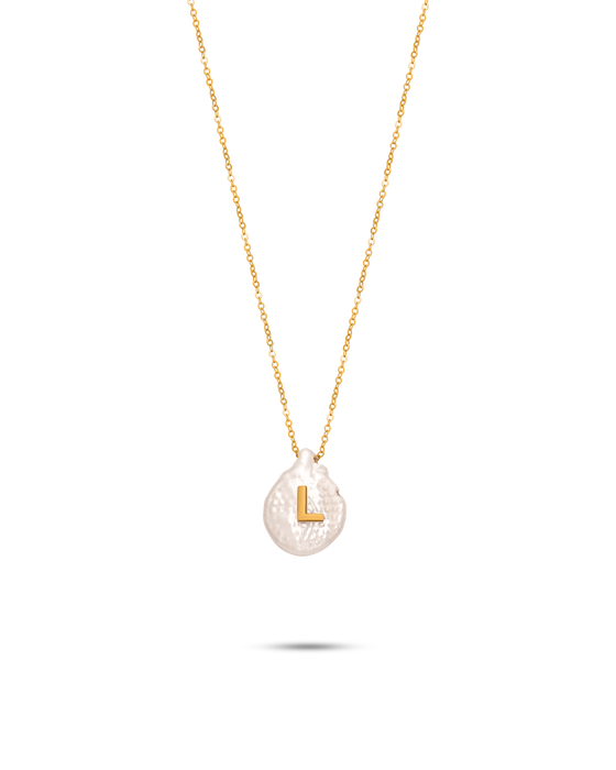 Perle Collection 18K Gold Initial Letter Pearl Pendant Necklace - Nado's Jewellery