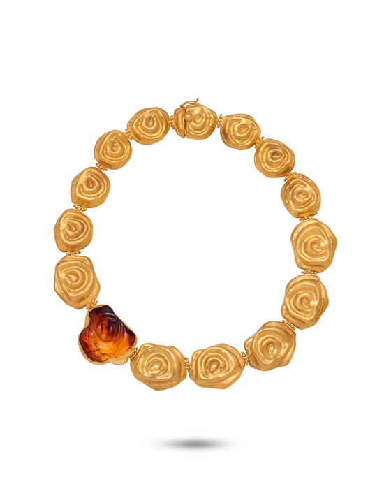Pietre Collection 21K Gold And Amber Ruby Rosa Necklace - Nado's Jewellery