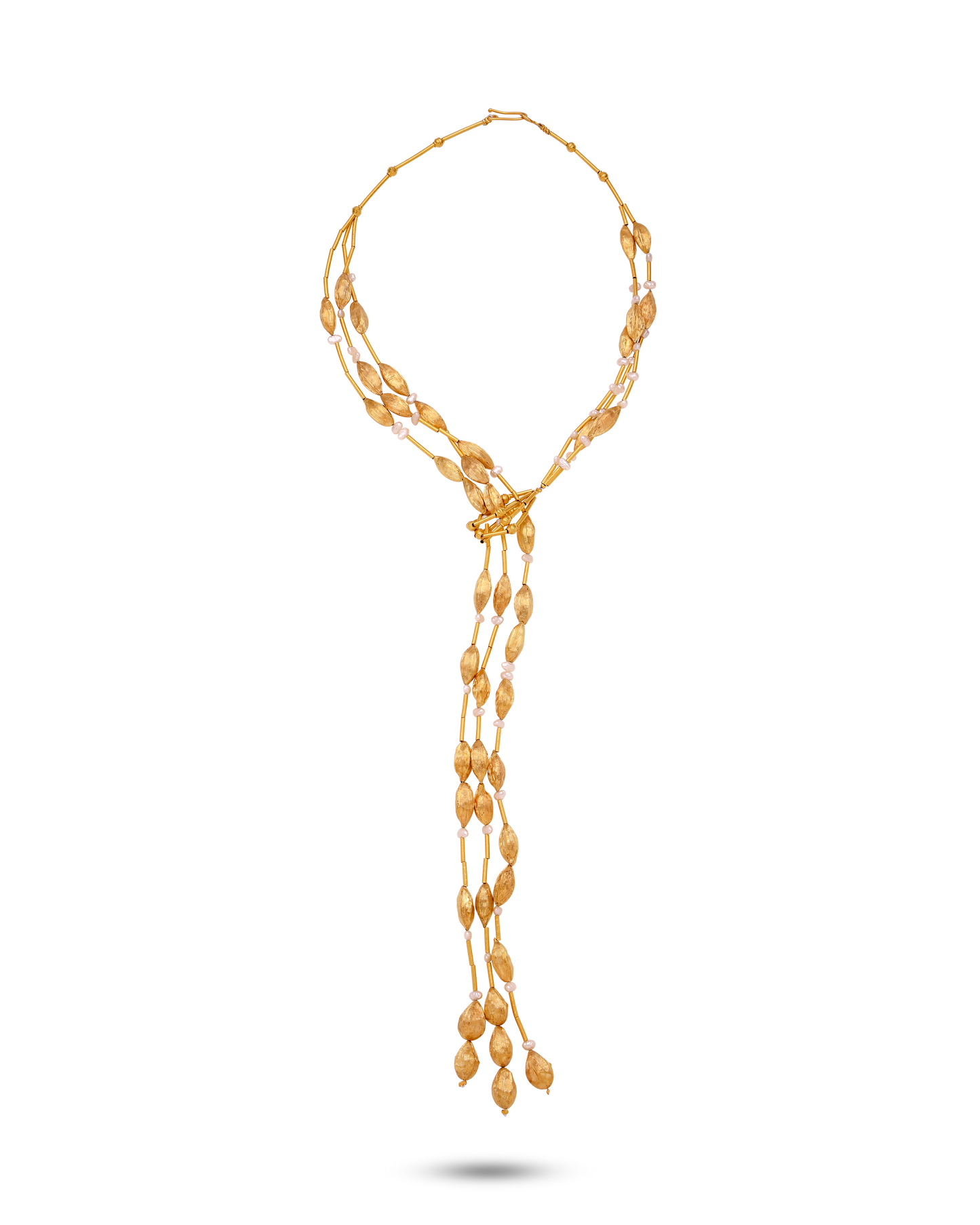 Noccioline Collection  
18K Gold Cardamom Cravate With Pearls Grande - Nado's Jewellery