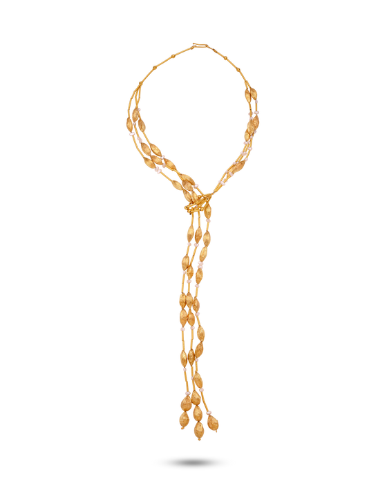 Noccioline Collection  
18K Gold Cardamom Cravate With Pearls Grande - Nado's Jewellery