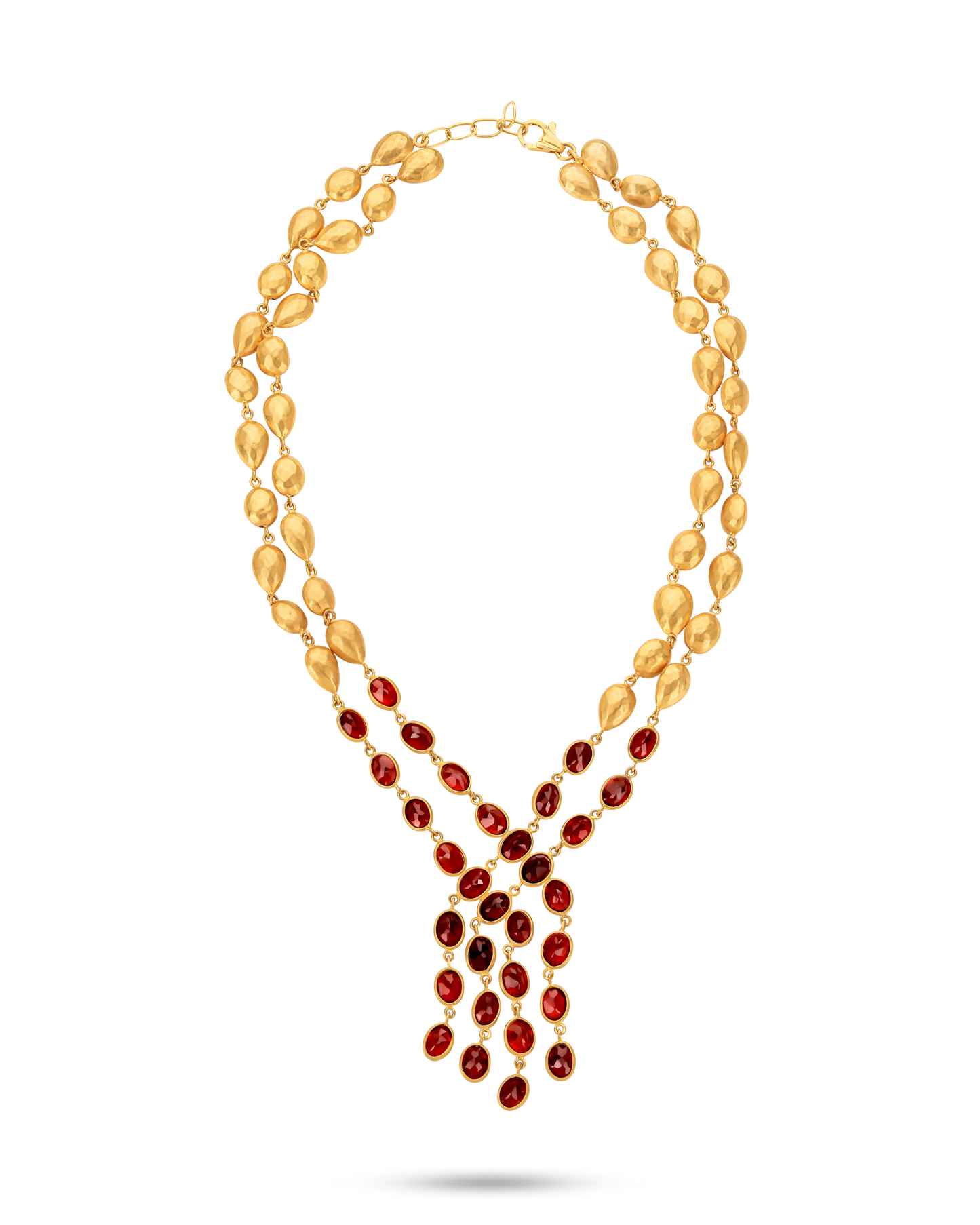 Pietre Collection 21K Gold Garnet Cascata Necklace - Nado's Jewellery
