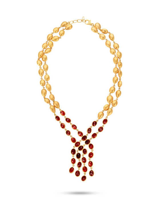 Pietre Collection 21K Gold Garnet Cascata Necklace - Nado's Jewellery