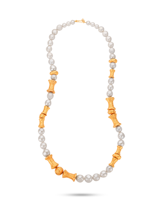 Perle Collection  21K Gold Annd Pearls Sautoir Necklace - Nado's Jewellery