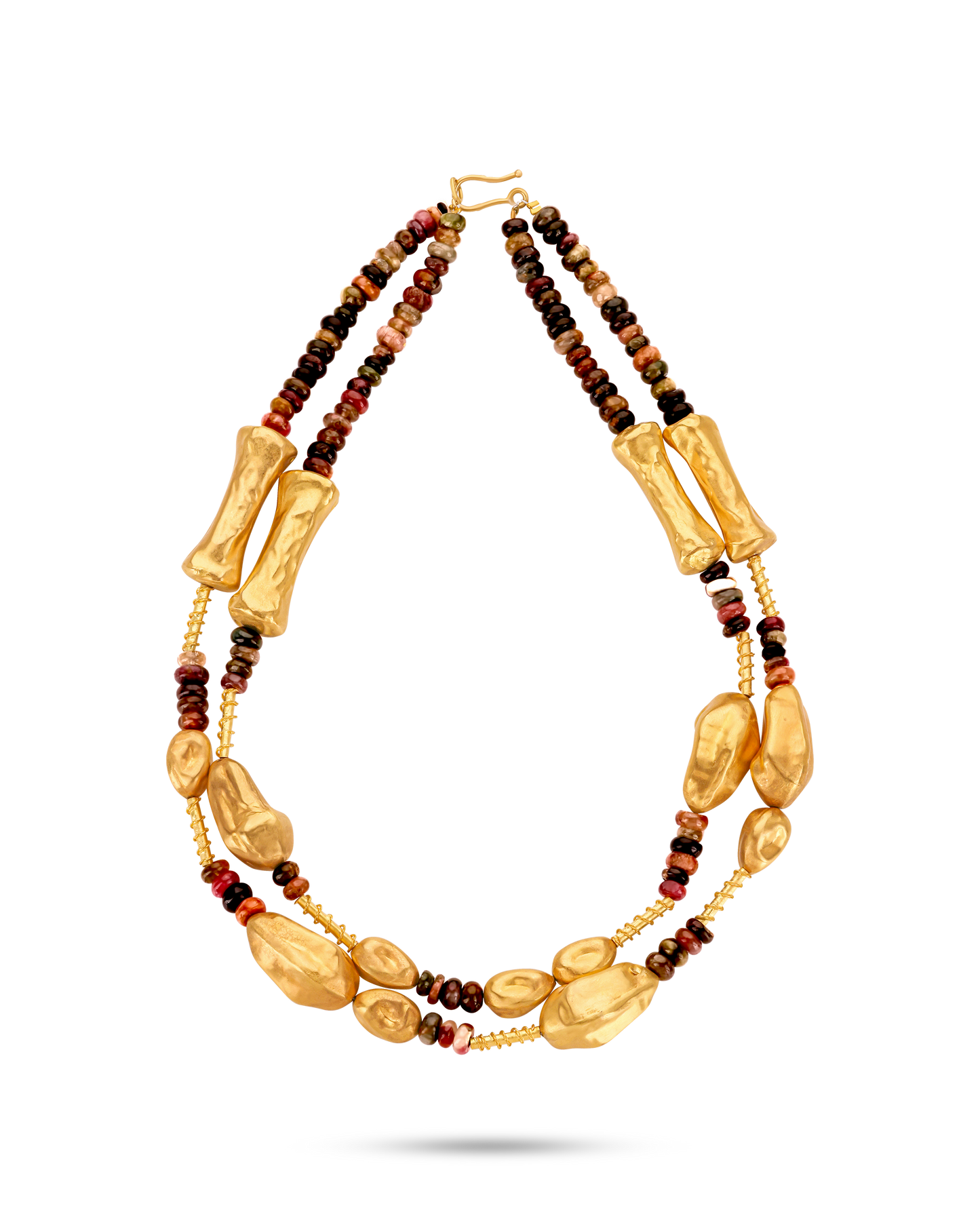 Pietre Collection 21K Gold Tourmaline & Cashew Double-Layered Collier - Nado's Jewellery