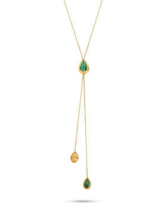 18K Gold Malachite Cardamon Bolero Necklace Grande - Nado's Jewellery