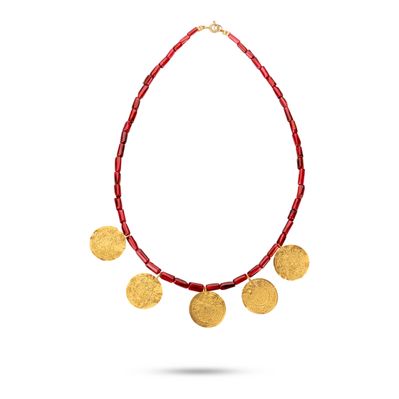 Gold And Garnet Coinare Choker - Nado's Jewellery