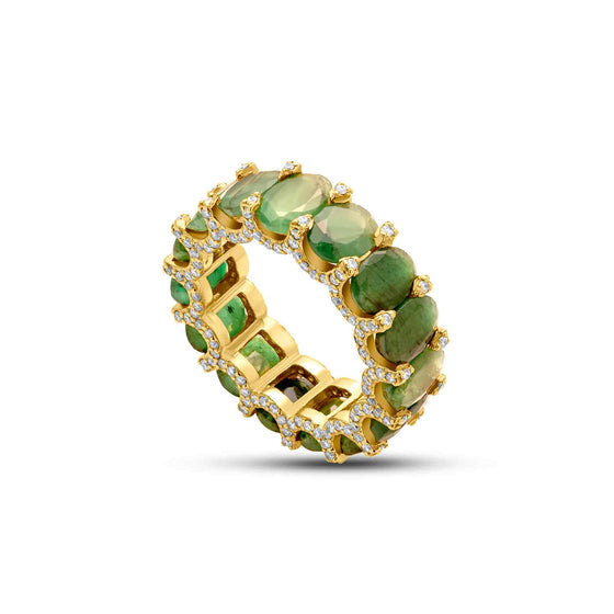 Diamanti Collection Emerald & Diamond 18K Gold Band - Nado's Jewellery