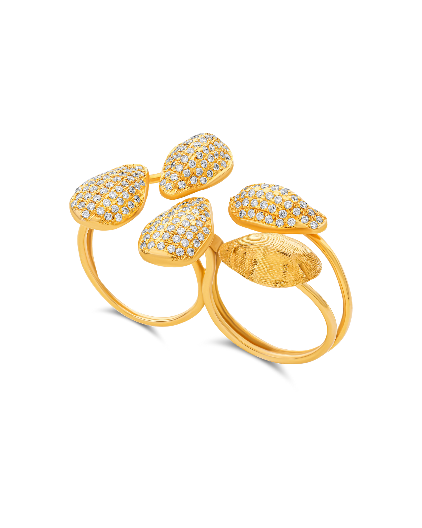 18K Gold And Diamond Connected Cardamom Ring - Nado's Jewellery