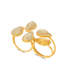  18K Gold And Diamond Connected Cardamom Ring - Nado's Jewellery