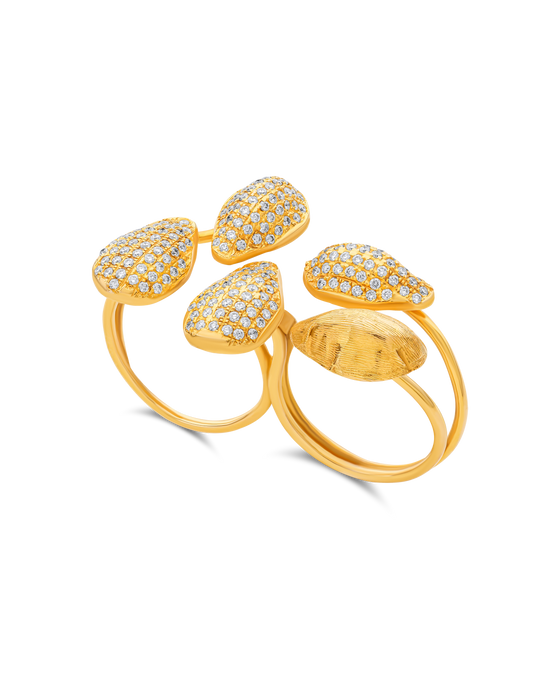 18K Gold And Diamond Connected Cardamom Ring - Nado's Jewellery