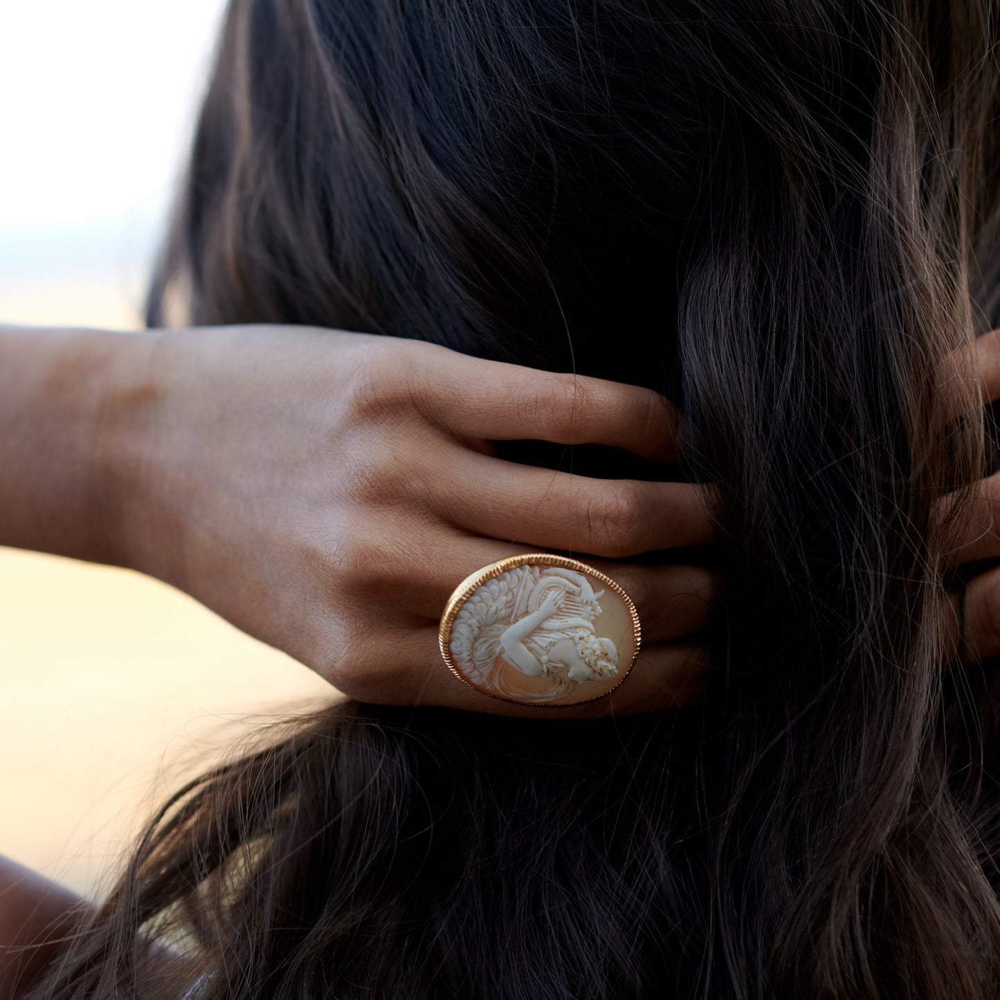 Perle Collection 21K Gold & Pearl Greek Goddess Vintage Ring - Nado's Jewellery