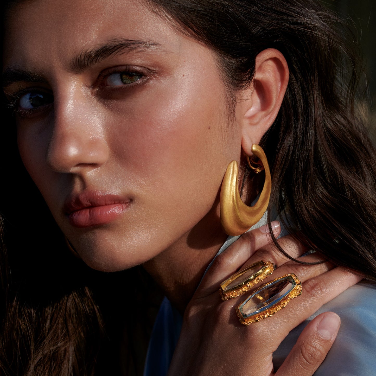 Tesoro Collection 21K Gold Crescent Moon Earrings - Nado's Jewellery