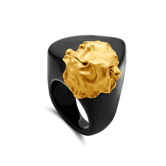 Bordi Collection 21K Gold Foil Effect Heart Shaped Black Onyx Ring - Nado's Jewellery