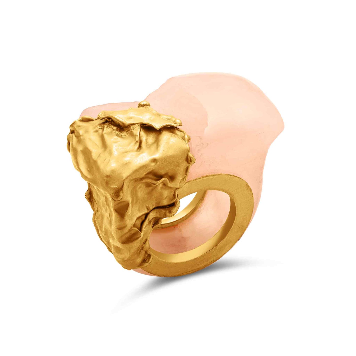 Bordi Collection 21K Gold Foil Effect Rose Quartz Ring - Nado's Jewellery