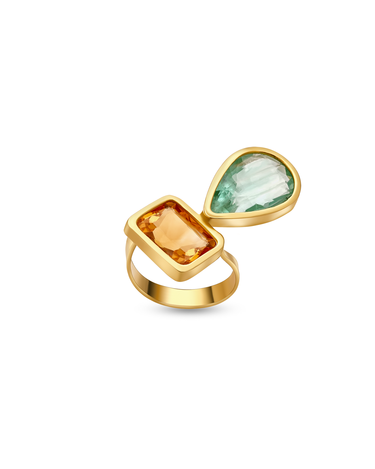 18K Gold Teardrop Shaped Citrine & Diamond Ring - Nado's Jewellery