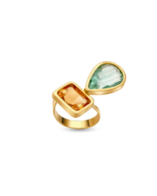  18K Gold Teardrop Shaped Citrine & Diamond Ring - Nado's Jewellery