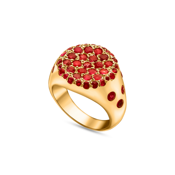 Pietre Collection 18K Gold Paved Circle Ruby Ring Piccola - Nado's Jewellery