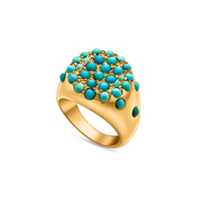  Pietre Collection 18K Gold Paved Circle Turquoise Ring Piccola - Nado's Jewellery