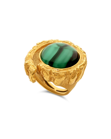  Bordi Collection 18K Gold And Malachite 
Spirale Ring - Nado's Jewellery
