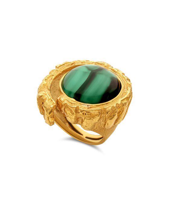Bordi Collection 18K Gold And Malachite 
Spirale Ring - Nado's Jewellery