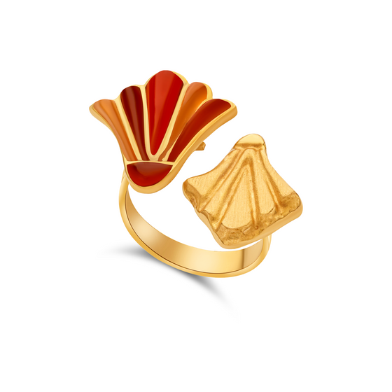 Lotus Collection Gold And Orange Agate Disconnected Ring - Nado's Jewellery