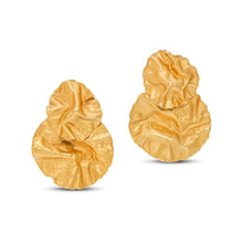  Tesoro Collection 21K Gold Double Circle Hammered Earrings - Nado's Jewellery