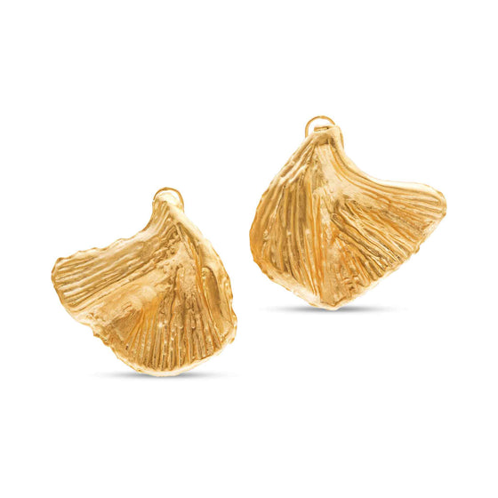 Tesoro Collection 21K Gold Ginko Leaf Earrings - Nado's Jewellery