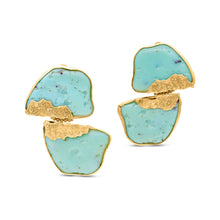  Bordi Collection 21K Gold Turquoise Abstract Drop Earrings - Nado's Jewellery