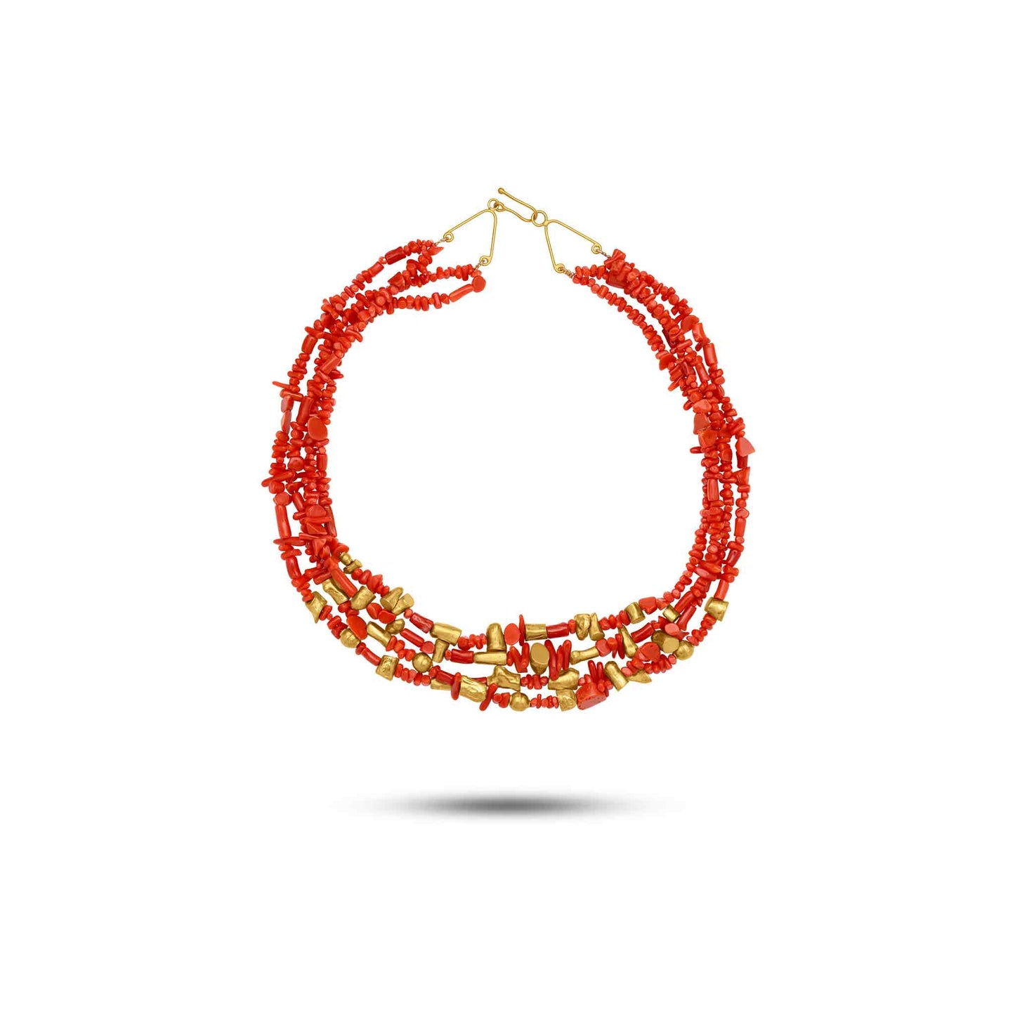 Pietre Collection Coral & 21K Gold Multi-Strand Collier - Nado's Jewellery