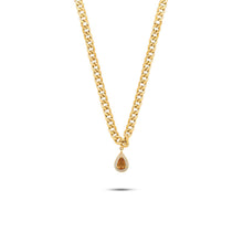 Diamanti Collection 21K Gold Teardrop Citrine & Diamonds Curb Link Necklace - Nado's Jewellery