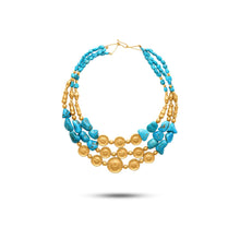  Turchese Collection 21K Gold Coins & Turquoise Multi-Tier Necklace - Nado's Jewellery