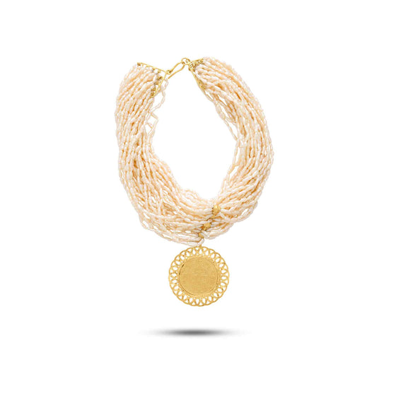 Perle Collection Multi-Strand Pearls & 21K Gold Coin Collier - Nado's Jewellery