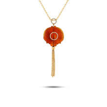  Diamanti Collection 18K Gold Diamonds & Orange Agate Tassle Pendant - Nado's Jewellery