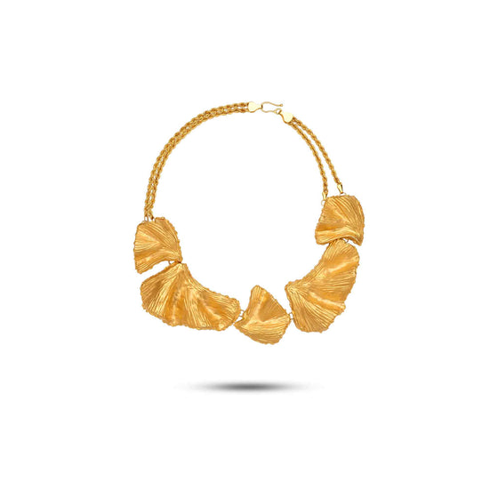 Tesoro Collection 21K Gold Ginko Leaves Necklace - Nado's Jewellery