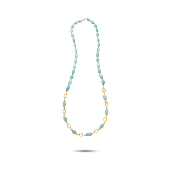 Turchese Collection 18K Gold Coins & Turquoise Multi-Tier Necklace - Nado's Jewellery
